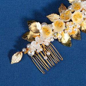 Miallo Exquisite Resin Flower Double Hair Comb Luxury Women Hair Accessories HS-J6818G