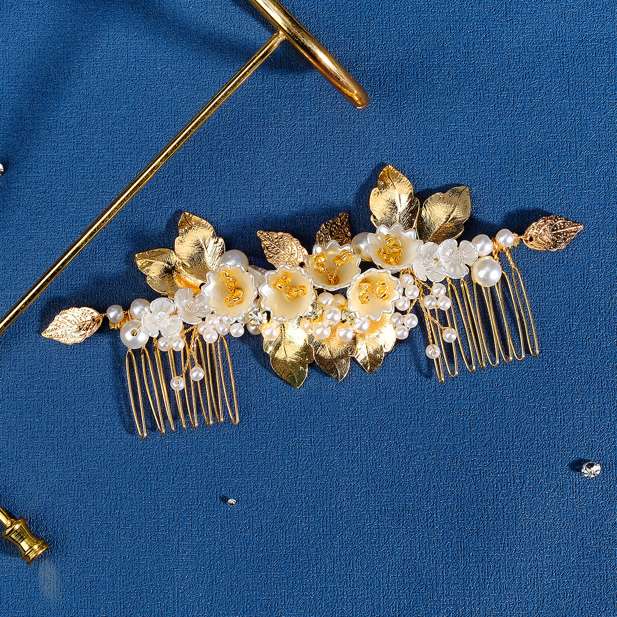 Miallo Exquisite Resin Flower Double Hair Comb Luxury Women Hair Accessories HS-J6818G