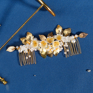 Miallo Exquisite Resin Flower Double Hair Comb Luxury Women Hair Accessories HS-J6818G