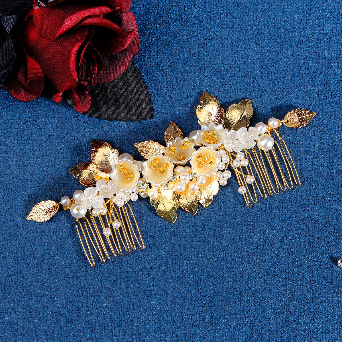 Miallo Exquisite Resin Flower Double Hair Comb Luxury Women Hair Accessories HS-J6818G