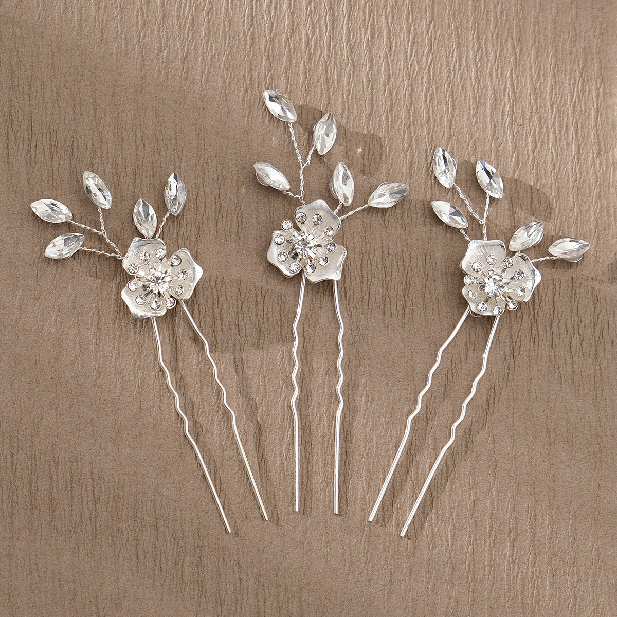 Miallo Exquisite Fashion alloy flower U Shaped Hairpins (3pcs/pack) Elegant Rhinestone Wedding Hair Accessories For Wedding Party HS-J6996S