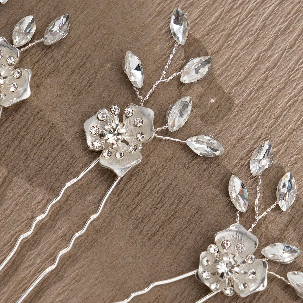 Miallo Exquisite Fashion alloy flower U Shaped Hairpins (3pcs/pack) Elegant Rhinestone Wedding Hair Accessories For Wedding Party HS-J6996S