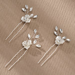 Load image into Gallery viewer, Miallo Exquisite Fashion alloy flower U Shaped Hairpins (3pcs/pack) Elegant Rhinestone Wedding Hair Accessories For Wedding Party HS-J6996S
