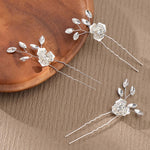 Load image into Gallery viewer, Miallo Exquisite Fashion alloy flower U Shaped Hairpins (3pcs/pack) Elegant Rhinestone Wedding Hair Accessories For Wedding Party HS-J6996S
