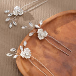 Load image into Gallery viewer, Miallo Exquisite Fashion alloy flower U Shaped Hairpins (3pcs/pack) Elegant Rhinestone Wedding Hair Accessories For Wedding Party HS-J6996S
