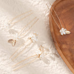 Load image into Gallery viewer, Miallo Vintage Pearl Flower Hair Pins (5pcs/pack) Gold Leaves Delicate Handmade Crystal Wedding Hair Accessories HS-J6990G

