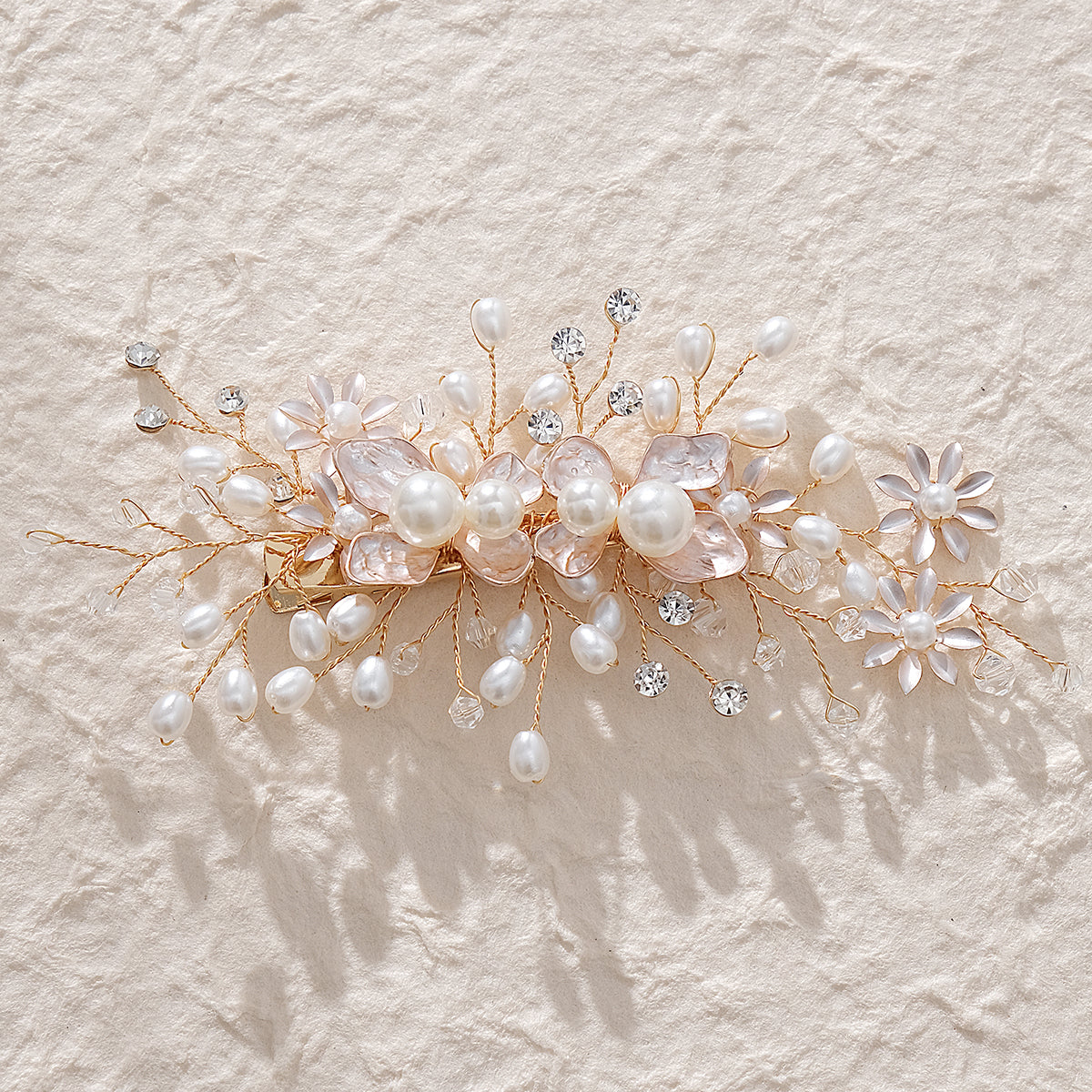 Miallo Exquisite Flower Shap Handmade Fashion Pearl Hair Clip Bridal Wedding Rhinestone Headpiece Jewelry For Women HS-J6147