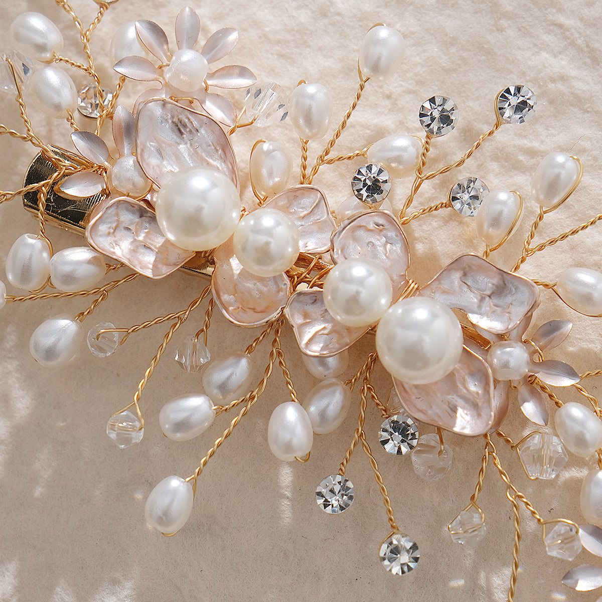 Miallo Exquisite Flower Shap Handmade Fashion Pearl Hair Clip Bridal Wedding Rhinestone Headpiece Jewelry For Women HS-J6147