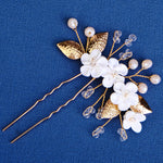 Load image into Gallery viewer, Miallo Delicate Rhinestone White Porcelain Flower Hairpins Sticks Styling Pins Wedding Bridal U Shaped Hair Fork HS-J7021G
