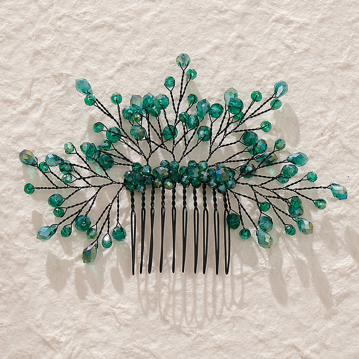 Miallo Exquisite handmade green crystal hair comb vintage Wedding Bride Accessories For Women HS-J6471