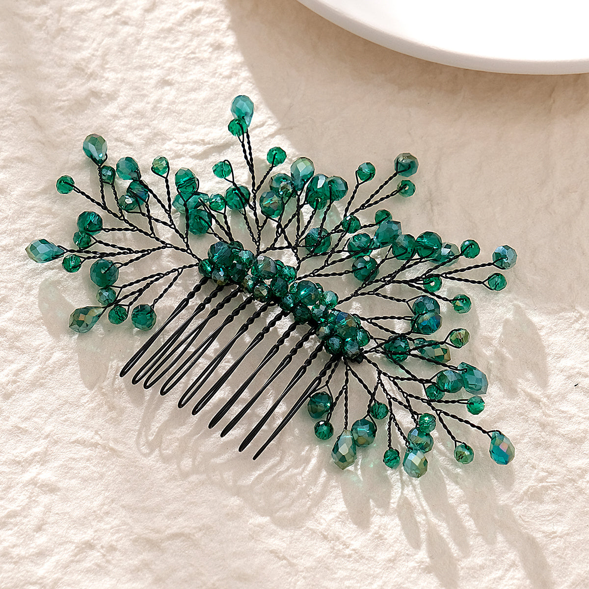 Miallo Exquisite handmade green crystal hair comb vintage Wedding Bride Accessories For Women HS-J6471