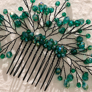 Miallo Exquisite handmade green crystal hair comb vintage Wedding Bride Accessories For Women HS-J6471