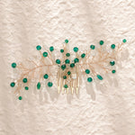 Load image into Gallery viewer, Miallo Simple Fashion Hair Comb Green Crystal Bead Hair Accessories HS-J6646
