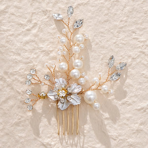 Miallo Exquisite Rhinestone Flower Pearl Hair Comb Fashion Gorgeous Crystal Hair Accessories For Wedding HS-J4412