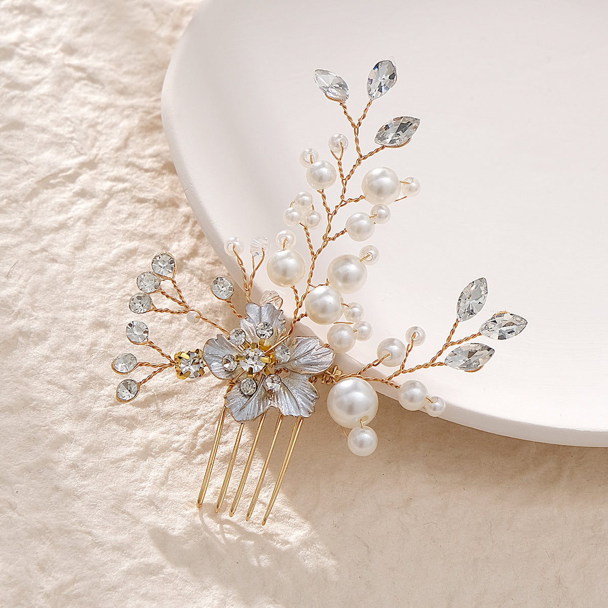 Miallo Exquisite Rhinestone Flower Pearl Hair Comb Fashion Gorgeous Crystal Hair Accessories For Wedding HS-J4412
