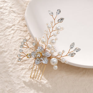 Miallo Exquisite Rhinestone Flower Pearl Hair Comb Fashion Gorgeous Crystal Hair Accessories For Wedding HS-J4412