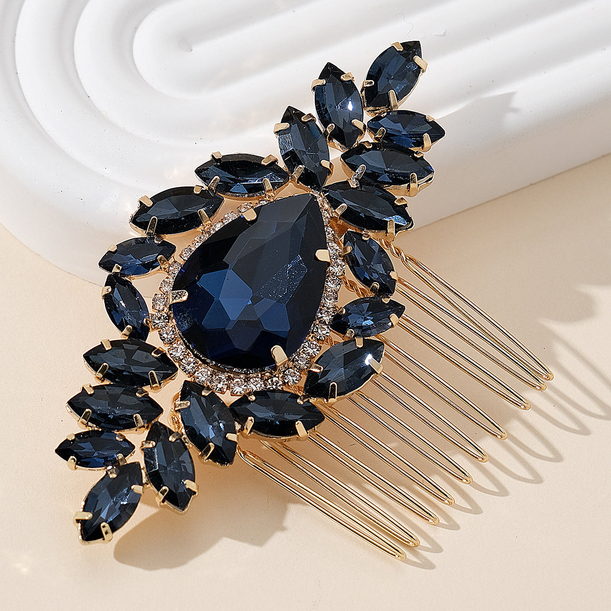 Miallo Luxury Fashion Handmade Wedding Party Hair Accessories Blue Color Crystal Bridal Hair Comb For Women And Girls HS-J7076GBLUE