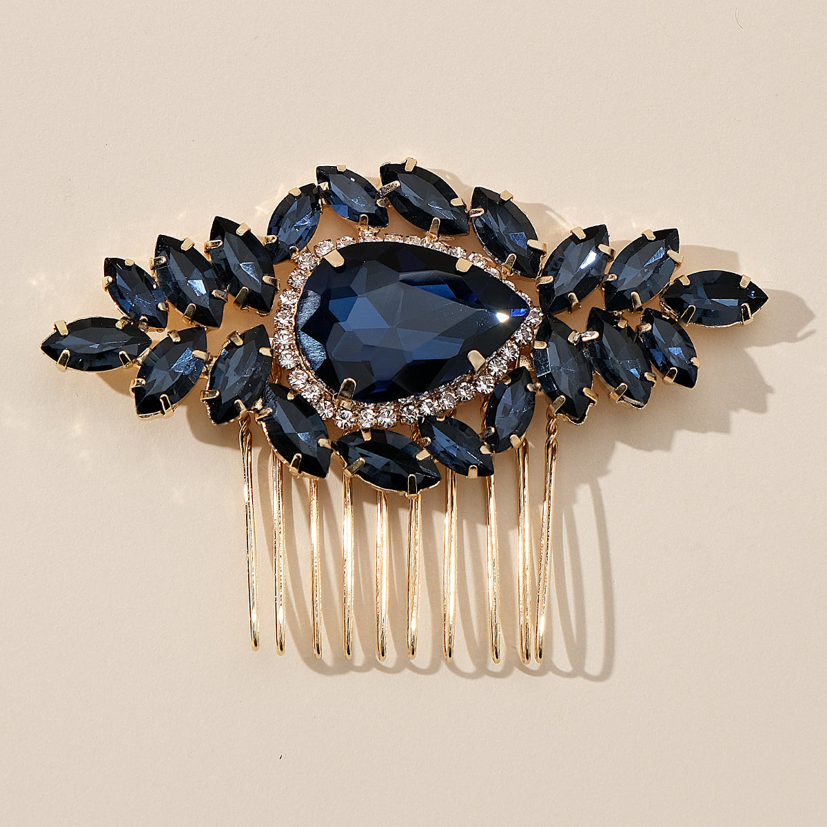 Miallo Luxury Fashion Handmade Wedding Party Hair Accessories Blue Color Crystal Bridal Hair Comb For Women And Girls HS-J7076GBLUE