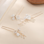 Load image into Gallery viewer, Miallo Exquisite Ceramic Flower Girls Hair Accessories Crystal Alloy U Shaped Hair Pins (3 pcs/pack) Bridal Wedding Hair Forks Women Jewelry HS-J7086G
