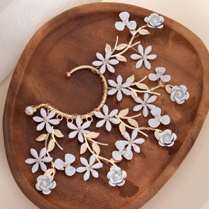 Miallo Delicate Handmade Rose Flower Branch Vine Leaf Elf Tassel Earrings Fashion Shiny Crystal Pearl Ear Jewelry ERS-J4283G