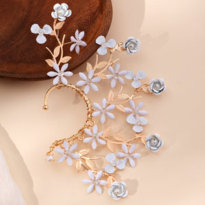 Miallo Delicate Handmade Rose Flower Branch Vine Leaf Elf Tassel Earrings Fashion Shiny Crystal Pearl Ear Jewelry ERS-J4283G