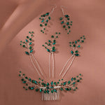 Load image into Gallery viewer, Miallo New Crystal Diamond Leaf Handcrafted Bridal Hairpin Set (5 pcs/set) Hair Accessories Hair Comb For Wedding Earrings HS-J7085SBLUE
