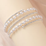 Load image into Gallery viewer, Miallo Stretch Bracelet Multi layer Crystals Pearl Elastic Opening Adjustable Size Spiral Wrap Bangle Band for Women Girls Wedding BS-J5484S
