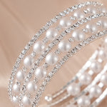 Load image into Gallery viewer, Miallo Stretch Bracelet Multi layer Crystals Pearl Elastic Opening Adjustable Size Spiral Wrap Bangle Band for Women Girls Wedding BS-J5484S
