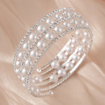 Load image into Gallery viewer, Miallo Stretch Bracelet Multi layer Crystals Pearl Elastic Opening Adjustable Size Spiral Wrap Bangle Band for Women Girls Wedding BS-J5484S
