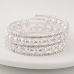 Load image into Gallery viewer, Miallo Stretch Bracelet Multi layer Crystals Pearl Elastic Opening Adjustable Size Spiral Wrap Bangle Band for Women Girls Wedding BS-J5484S
