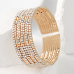 Load image into Gallery viewer, Miallo Shimmering Rhinestone Embellished Wide Bracelet Stylish for Women&#39;s Wedding Celebrations and Formal Events BS-J5481G

