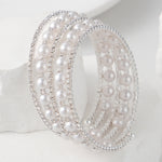 Load image into Gallery viewer, Miallo Stretch Bracelet Multi layer Crystals Pearl Elastic Opening Adjustable Size Spiral Wrap Bangle Band for Women Girls Wedding BS-J5484S
