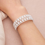 Load image into Gallery viewer, Miallo Stretch Bracelet Multi layer Crystals Pearl Elastic Opening Adjustable Size Spiral Wrap Bangle Band for Women Girls Wedding BS-J5484S
