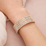 Load image into Gallery viewer, Miallo Shimmering Rhinestone Embellished Wide Bracelet Stylish for Women&#39;s Wedding Celebrations and Formal Events BS-J5481G
