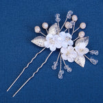 Load image into Gallery viewer, Miallo Delicate Rhinestone White Porcelain Flower Hairpins Sticks Styling Pins Wedding Bridal U Shaped Hair Fork HS-J7021G
