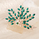 Load image into Gallery viewer, Miallo Fashion Shiny Green Rhinestone and Pearl Handmade Hair Comb Vintage Versatile Hair Accessories HS-J6883
