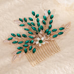 Load image into Gallery viewer, Miallo Fashion Shiny Green Rhinestone and Pearl Handmade Hair Comb Vintage Versatile Hair Accessories HS-J6883
