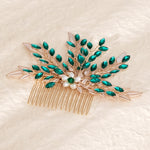 Load image into Gallery viewer, Miallo Fashion Shiny Green Rhinestone and Pearl Handmade Hair Comb Vintage Versatile Hair Accessories HS-J6883
