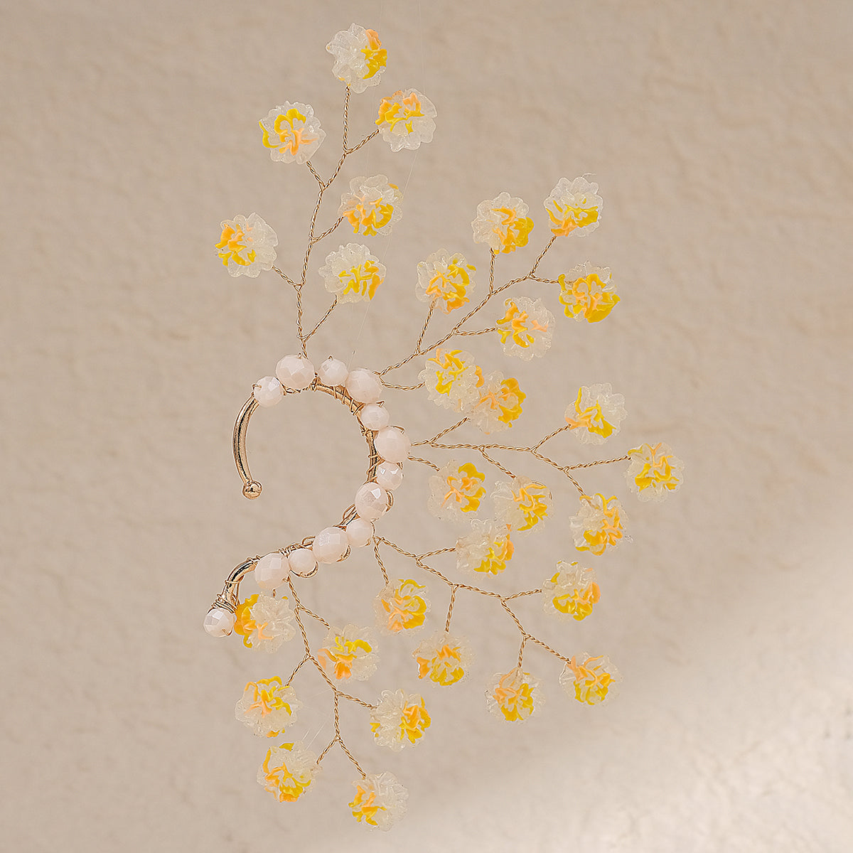 Miallo New Creative Style Yellow Resin Flower Earrings Wedding Bride Crystal Bead Elegant Handmade Ear Accessories For Women And Girls ERS-J4266G