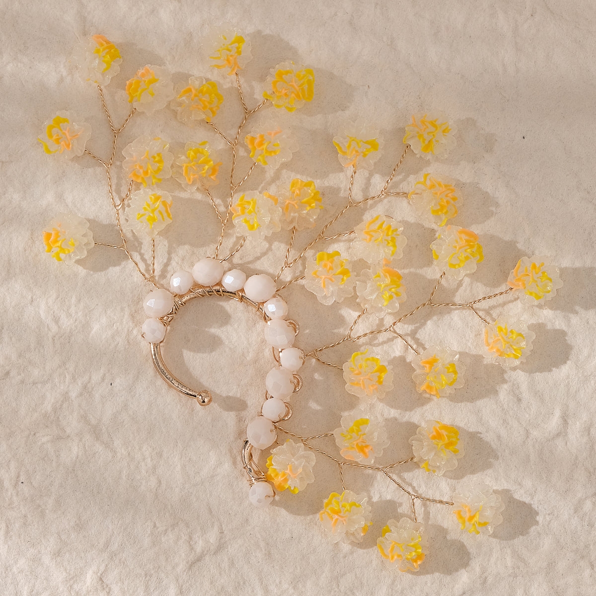 Miallo New Creative Style Yellow Resin Flower Earrings Wedding Bride Crystal Bead Elegant Handmade Ear Accessories For Women And Girls ERS-J4266G