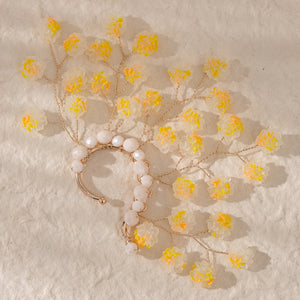 Miallo New Creative Style Yellow Resin Flower Earrings Wedding Bride Crystal Bead Elegant Handmade Ear Accessories For Women And Girls ERS-J4266G