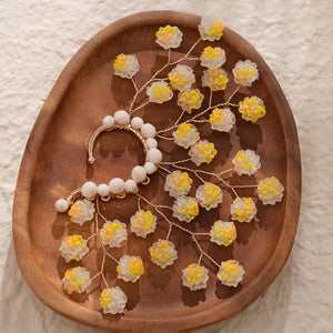 Miallo New Creative Style Yellow Resin Flower Earrings Wedding Bride Crystal Bead Elegant Handmade Ear Accessories For Women And Girls ERS-J4266G