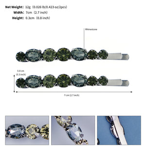 Miallo New Simple Style Hair Clip Black Silver Women Rhinestone Barrette (2pcs/pack) &nbsp;Daily Shiny Hair Accessories HS-J3052
