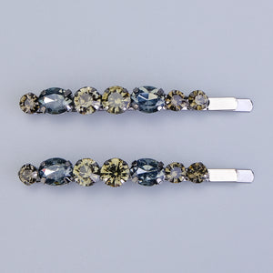 Miallo New Simple Style Hair Clip Black Silver Women Rhinestone Barrette (2pcs/pack) &nbsp;Daily Shiny Hair Accessories HS-J3052