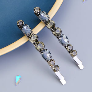 Miallo New Simple Style Hair Clip Black Silver Women Rhinestone Barrette (2pcs/pack) &nbsp;Daily Shiny Hair Accessories HS-J3052