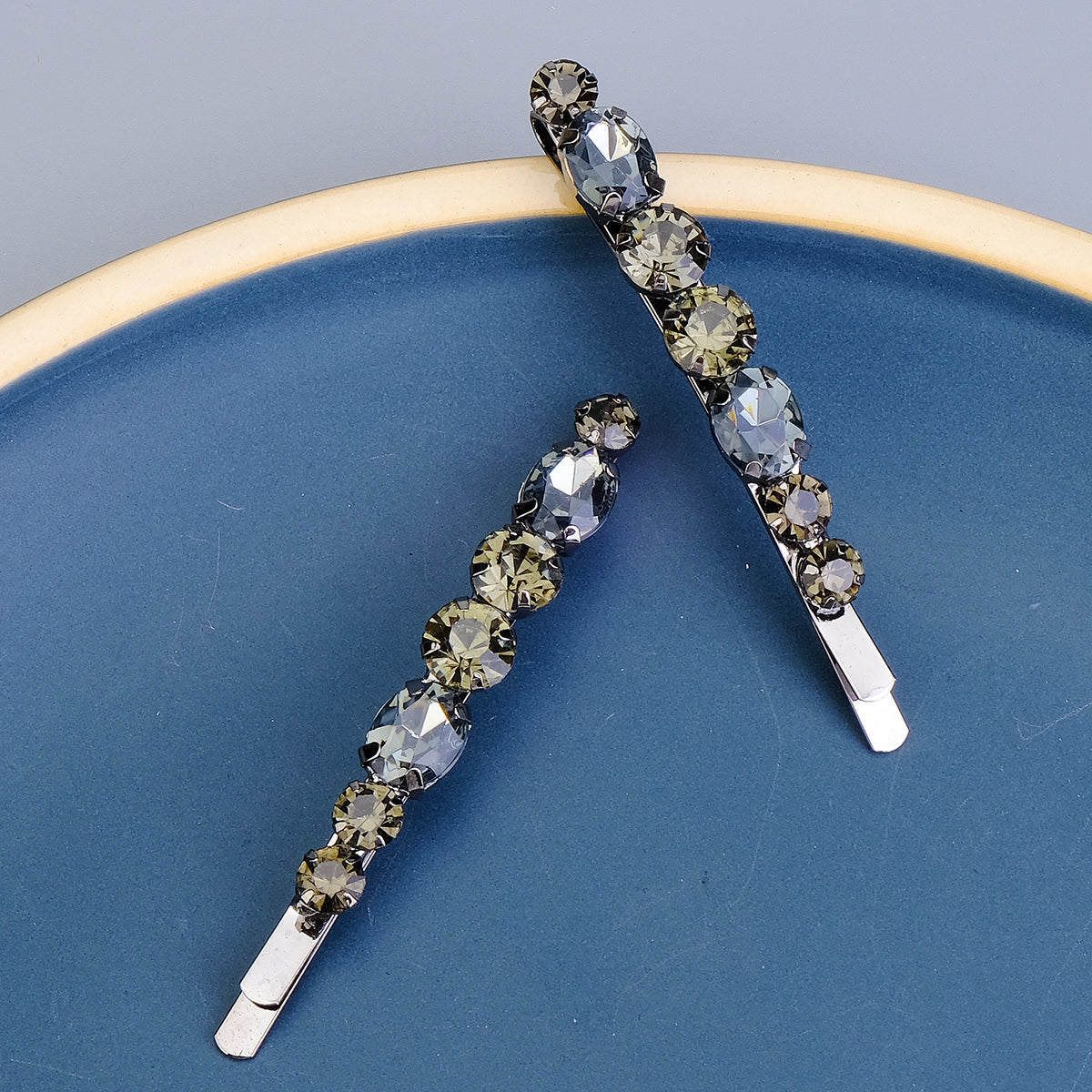 Miallo New Simple Style Hair Clip Black Silver Women Rhinestone Barrette (2pcs/pack) &nbsp;Daily Shiny Hair Accessories HS-J3052
