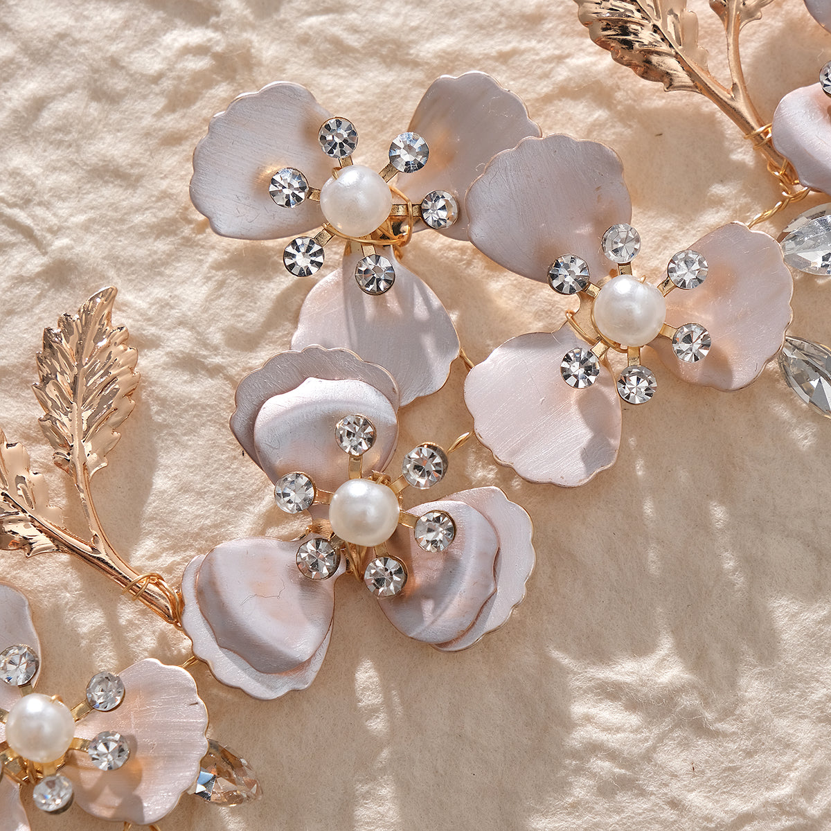 Miallo Luxury Pearl Double Hair Comb Women Metal Gold Leaf Rhinestone Wedding Bridal Hair Headpiece HS-J6311