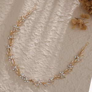Miallo Elegant Pearl Rhinestone Leaf Hair Band Bridal Fashion Flower Hair Accessories For Girls Birthday Gift HS-J4694