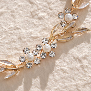 Miallo Elegant Pearl Rhinestone Leaf Hair Band Bridal Fashion Flower Hair Accessories For Girls Birthday Gift HS-J4694