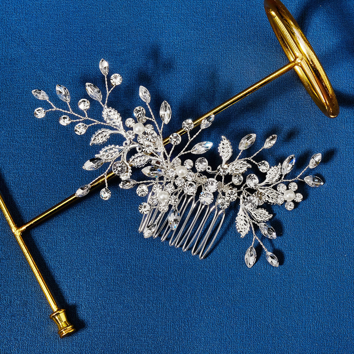 Miallo High Quality Handmade Metal Leaf side Hair comb &nbsp;Crystal pearl Headpieces Bridal Wedding hair Accessories HS-J6203